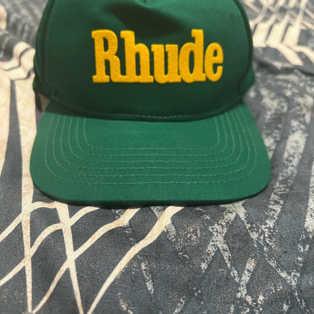 Rhude Green and Yellow Cap authentic to
